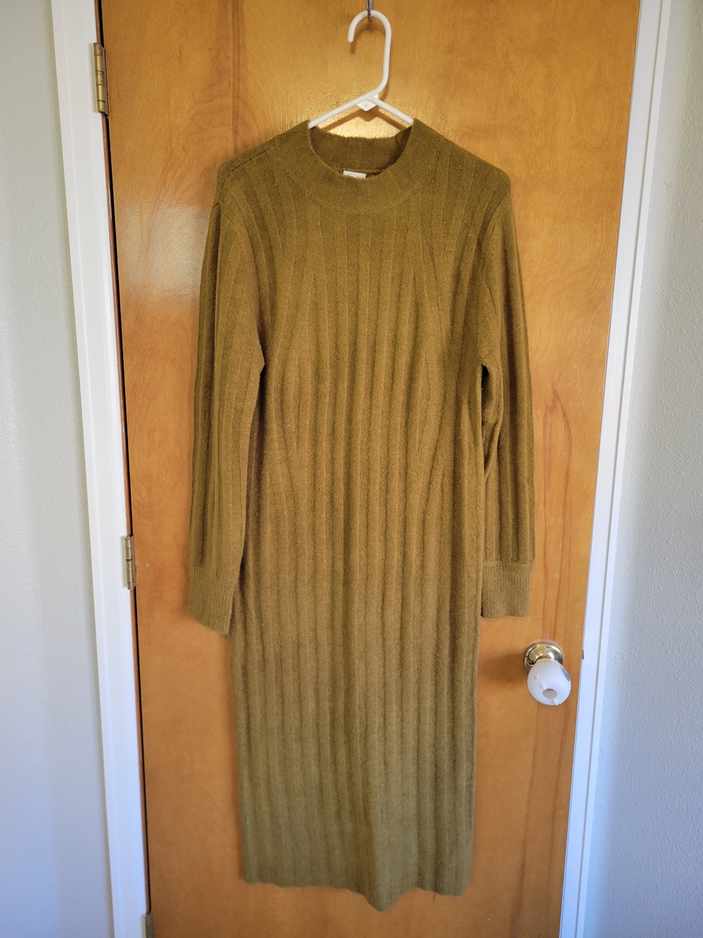 a new day Olive Ribbed Long Sleeve Midi Dress